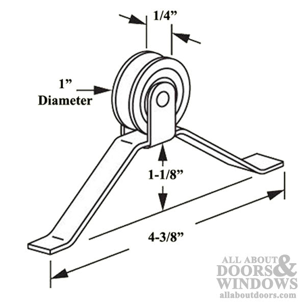 Center Mount Spring Tension Roller Assembly with 1 Inch Steel Wheel for Sliding Screen Door - Center Mount Spring Tension Roller Assembly with 1 Inch Steel Wheel for Sliding Screen Door