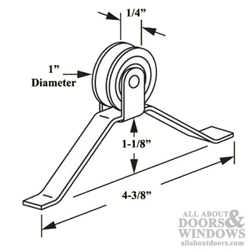 Center Mount Spring Tension Roller Assembly with 1 Inch Steel Wheel for Sliding Screen Door - Center Mount Spring Tension Roller Assembly with 1 Inch Steel Wheel for Sliding Screen Door