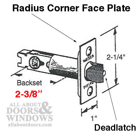 Weiser Deadlatch 2-3/8  Fixed Backset  Radius Face  Entry Doos - Weiser Deadlatch 2-3/8  Fixed Backset  Radius Face  Entry Doos