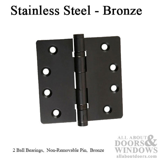 Store Front Stainless Steel Hinge,  4-1/2" x 4"-  Bronze, Each