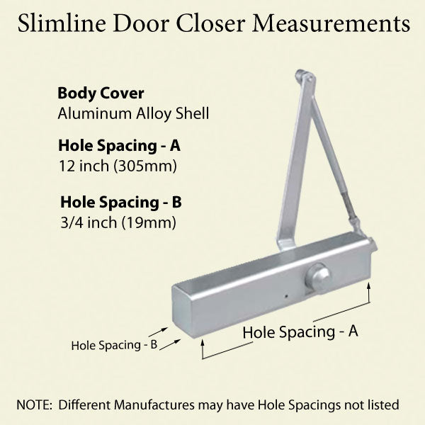 ADA compliant Grade 1 Commercial Door Closer, Adjustable Spring Size 1-4 - Aluminum - ADA compliant Grade 1 Commercial Door Closer, Adjustable Spring Size 1-4 - Aluminum