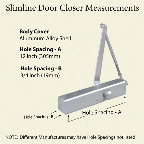 ADA compliant Grade 1 Commercial Door Closer, Adjustable Spring Size 1-4 - Aluminum - ADA compliant Grade 1 Commercial Door Closer, Adjustable Spring Size 1-4 - Aluminum