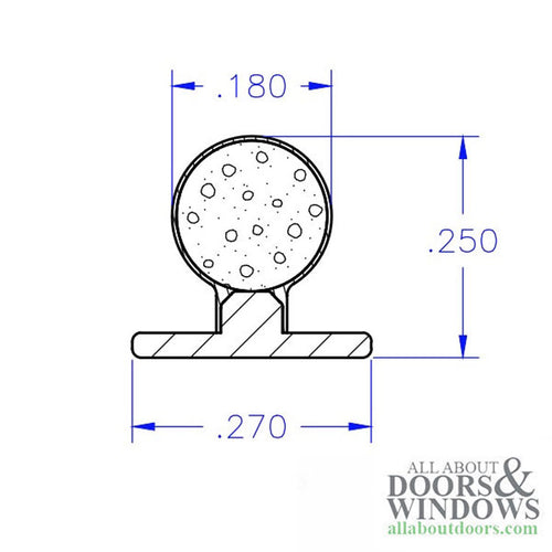 T-back Bulb Weatherseal, Foam Filled .270 x .250 Weatherstrip - Black - T-back Bulb Weatherseal, Foam Filled .270 x .250 Weatherstrip - Black