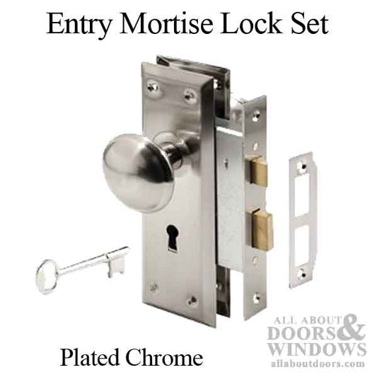 Victorian Style Keyed Mortise Entry Lock Set, Satin Nickel