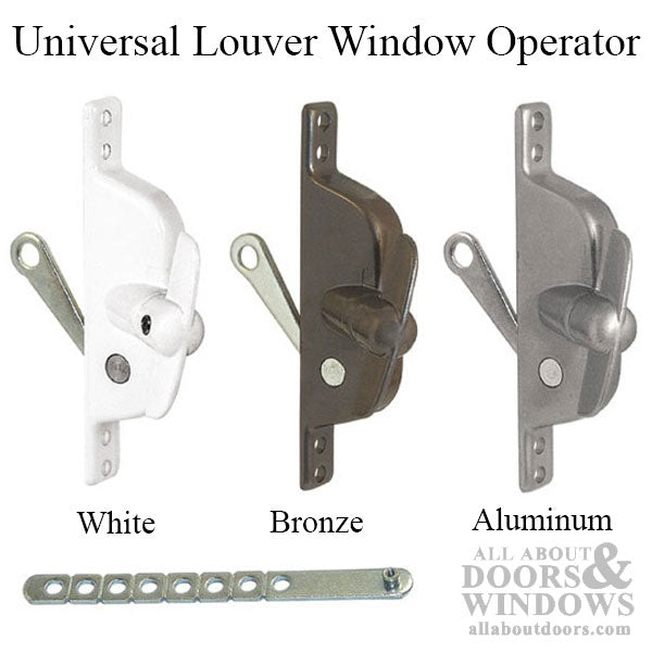 Universal Jalousie/Louver Window Operator with T-Handle, Adjustable Link, Non-Handed - Choose Color - Universal Jalousie/Louver Window Operator with T-Handle, Adjustable Link, Non-Handed - Choose Color