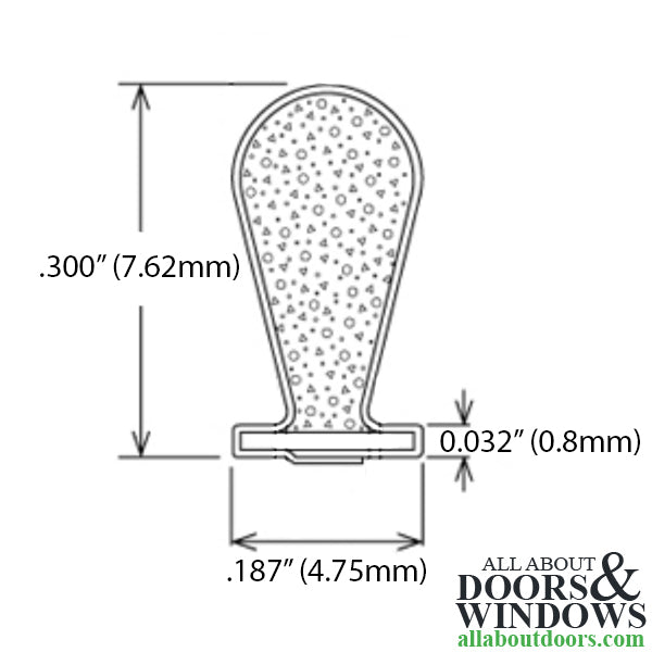 Weatherstrip T-Slot Style .187 Backing x .300 Filled Bulb Pile - Bronze - Weatherstrip T-Slot Style .187 Backing x .300 Filled Bulb Pile - Bronze