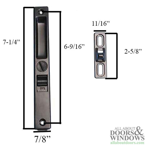 Flush Mount Handles For Patio Doors Non Keyed 6.5625 Inch Hole Center - Flush Mount Handles For Patio Doors Non Keyed 6.5625 Inch Hole Center
