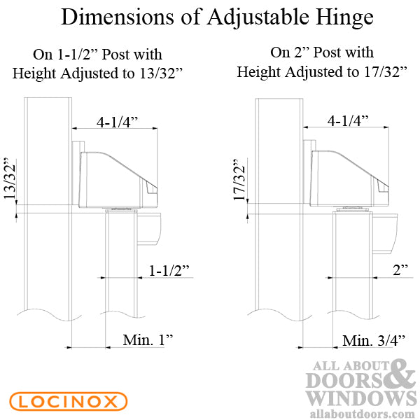 90 Degree 2-Way Locinox Adjustable Bearing Hinge - 90 Degree 2-Way Locinox Adjustable Bearing Hinge