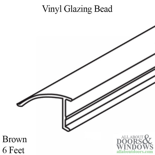 Vinyl Glazing Bead, 2 line, base 7/16", height 3/4", Brown, Capitol, 6ft stick