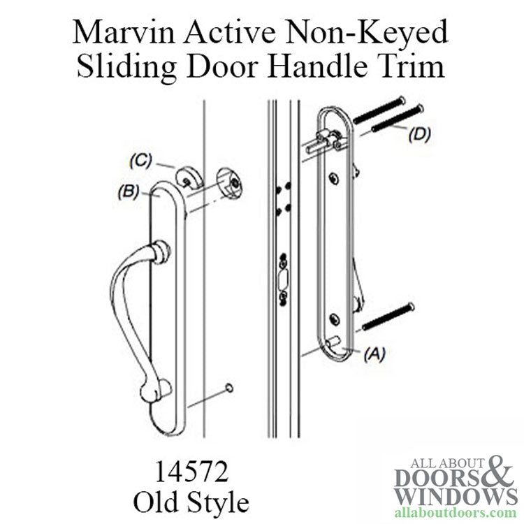 Marvin Sliding Door Handle Set, Old Style, Active, NO Key with Thumb-turn - Choose Color - Marvin Sliding Door Handle Set, Old Style, Active, NO Key with Thumb-turn - Choose Color