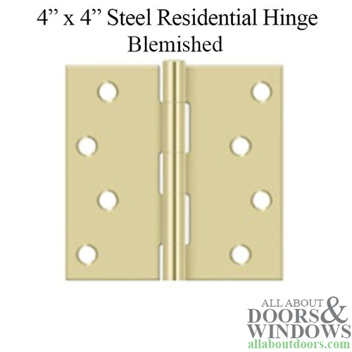 4 x 4 Steel Square Corner Brushed Brass Residential Hinge - Blemished - 4 x 4 Steel Square Corner Brushed Brass Residential Hinge - Blemished