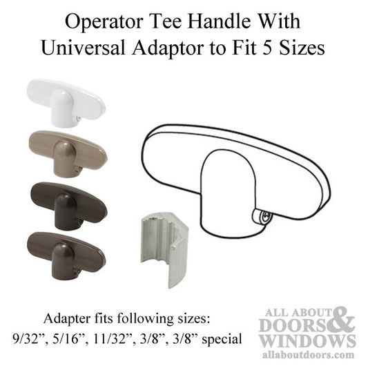 Casement Operator Tee Handle with Universal Adaptor
