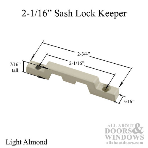 Deco Sash Lock Keeper - Light Almond (2-1/16