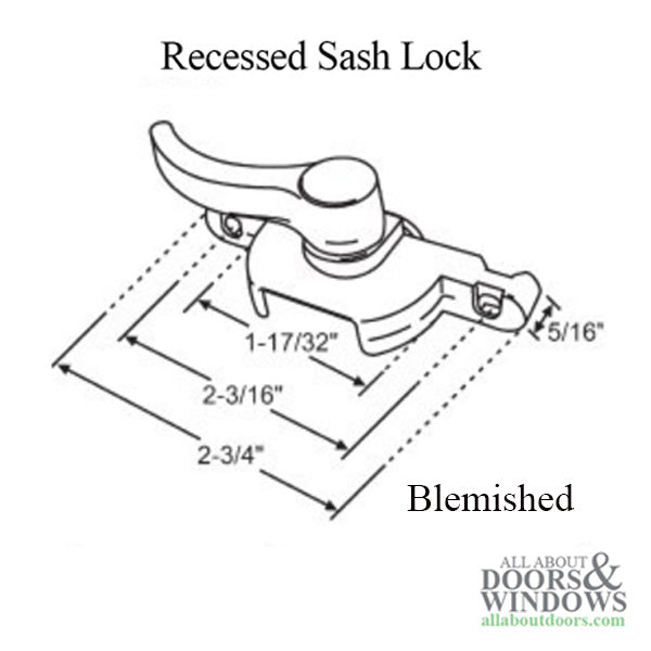 Recessed Sash Lock, 2-3/16 Atrium, Right Hand-BLEMISHED - Recessed Sash Lock, 2-3/16 Atrium, Right Hand-BLEMISHED