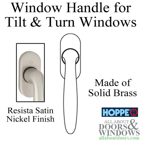 Verona Handle for Tilt & Turn Windows - Solid Brass - Resista Satin Nickel