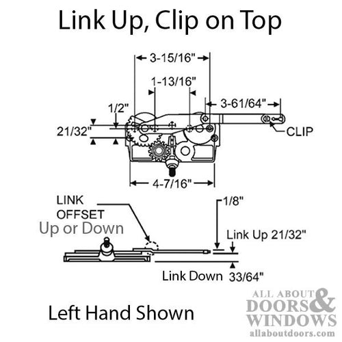 Truth Dyad Casement Operator, Wood windows, Link offset down, Left hand - Truth Dyad Casement Operator, Wood windows, Link offset down, Left hand