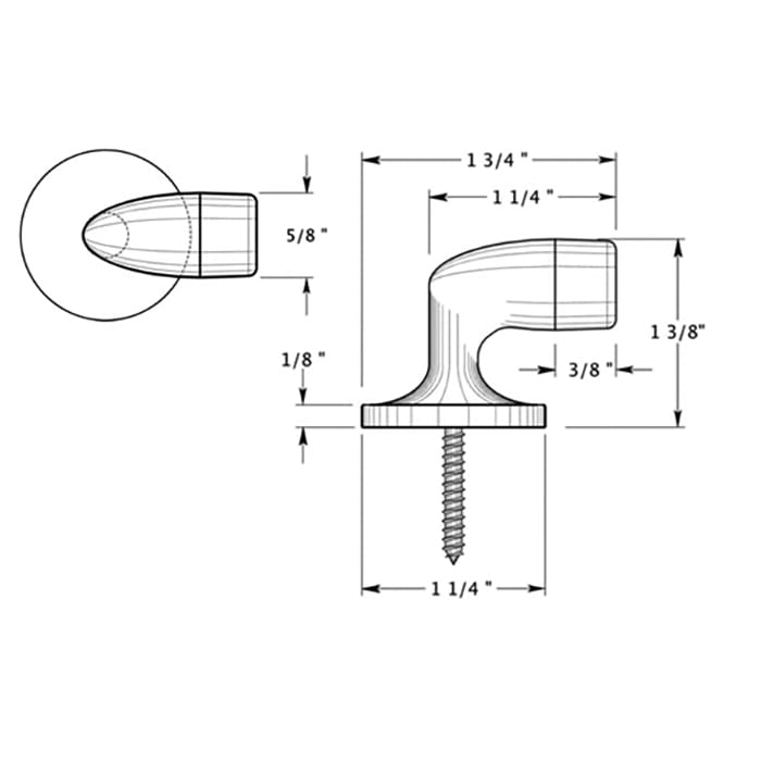 1-3/8 Floor Mounted Bumper, Solid Brass  - Choose Finish - 1-3/8 Floor Mounted Bumper, Solid Brass  - Choose Finish