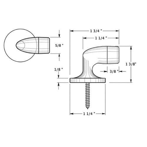 1-3/8 Floor Mounted Bumper, Solid Brass  - Choose Finish - 1-3/8 Floor Mounted Bumper, Solid Brass  - Choose Finish