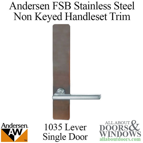 Andersen FSB 1035 Non Keyed Complete Trim Set for Single Door - Stainless Steel - Andersen FSB 1035 Non Keyed Complete Trim Set for Single Door - Stainless Steel