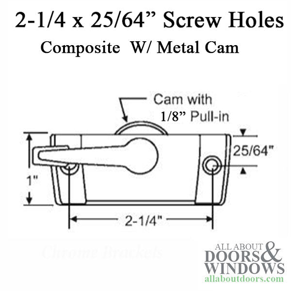 Composite Sweep Latch 2-1/4 x 25/64  screw holes - - Composite Sweep Latch 2-1/4 x 25/64  screw holes -