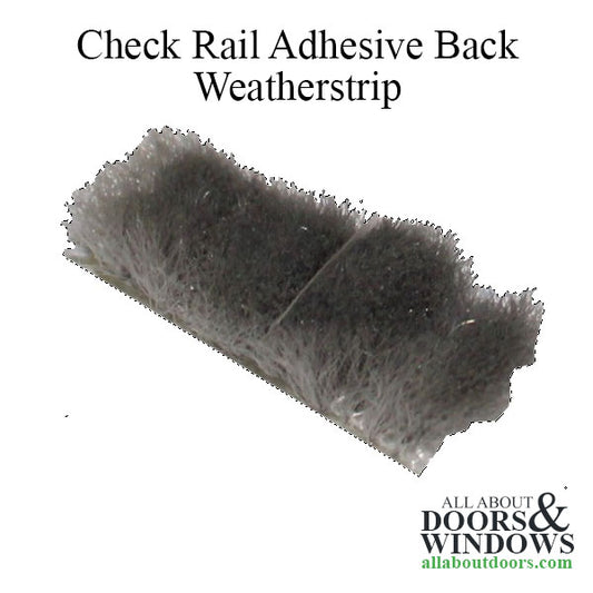 Check Rail Adhesive Back Weatherstrip, 3/8 x 1-1/16" w/ Fin Seal - Gray