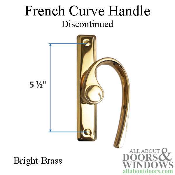 Andersen French Curve Gliding Door Handle - Right Interior/Left Exterior - Bright Brass - Andersen French Curve Gliding Door Handle - Right Interior/Left Exterior - Bright Brass