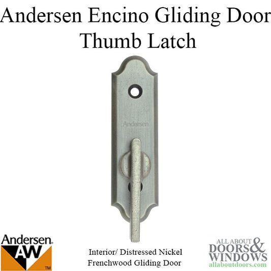 Andersen Frenchwood Gliding Doors - Thumb Latch - Encino - Inside Lock - Distressed Nickel