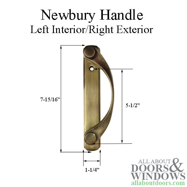 Andersen Newbury Gliding Door Single Handle - Right Interior/Left Exterior - Antique Brass - Andersen Newbury Gliding Door Single Handle - Right Interior/Left Exterior - Antique Brass