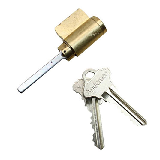 Andersen Gliding Door Cylinder and Keys, 6 Pin Schlage - Bright Brass