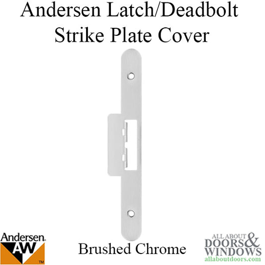 Andersen Latch & Deadbolt Strike Plate Cover, AP/PA  Double Door - Brushed Chrome