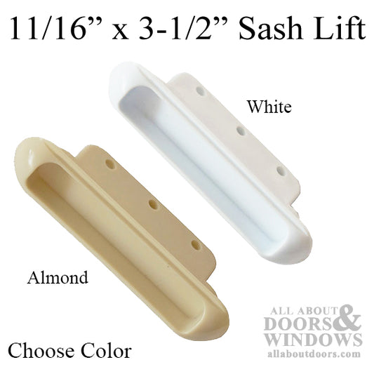 Recessed Plastic Sash Lift, 11/16 x 3-1/2 Inches, 3 Holes