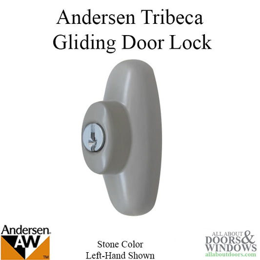 Andersen Tribeca Style Exterior Keyed Lock with Keys Left Hand in Stone