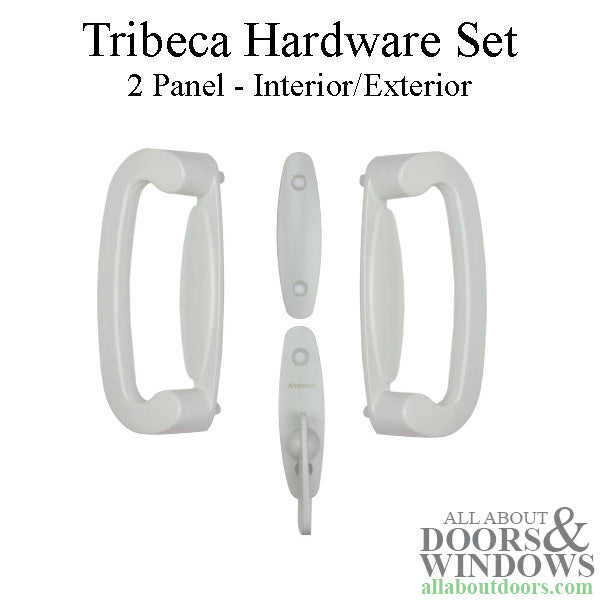 Andersen 2 Panel Gliding Door Tribeca Interior/Exterior Hardware Set - White - Andersen 2 Panel Gliding Door Tribeca Interior/Exterior Hardware Set - White