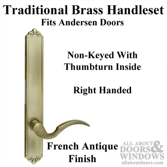 Petal Style Handle Set for Active / Non-Keyed Andersen Door with Thumbturn, Right - French Antique