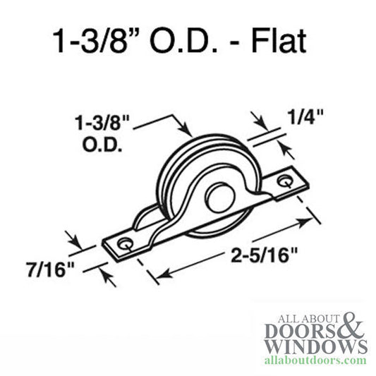 Sliding Door Rollers, Flat, 1-3/8 inch Diameter