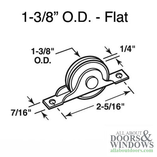 Sliding Door Rollers, Flat, 1-3/8 inch Diameter - Sliding Door Rollers, Flat, 1-3/8 inch Diameter