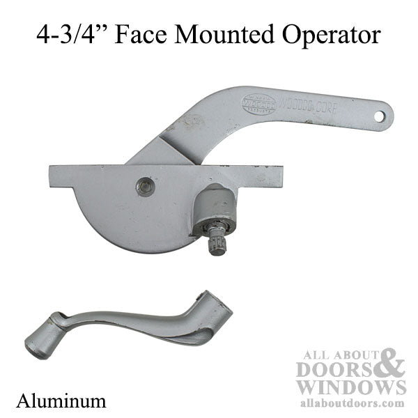 Woodco Face Mounted Casement Operator, Flat Arm, 4-3/4 - Aluminum - Woodco Face Mounted Casement Operator, Flat Arm, 4-3/4 - Aluminum