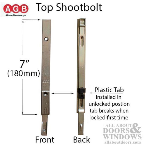 AGB Unitop Terminal Shootbolt, 180mm no cam - Silver - AGB Unitop Terminal Shootbolt, 180mm no cam - Silver