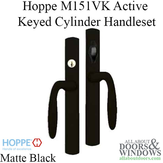 HOPPE HLS 9000 Sliding Door Handle Set Verona Lever Active Keyed Matte Black