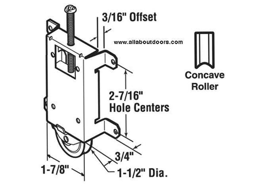 Mirror closet door roller 1-1/2 Nylon concave wheel Bottom - Mirror closet door roller 1-1/2 Nylon concave wheel Bottom