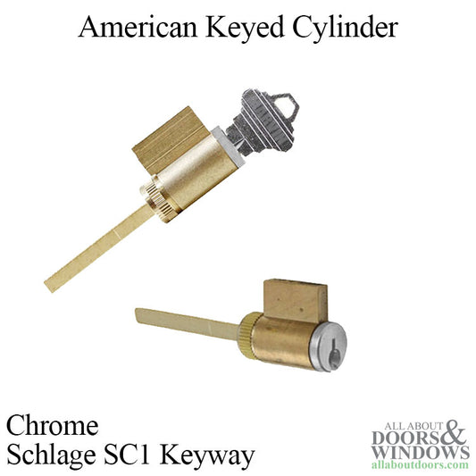 Marvin Key Cylinder For Hinged Doors 2.25 Inch Chrome Schlage C Keyed Cylinder