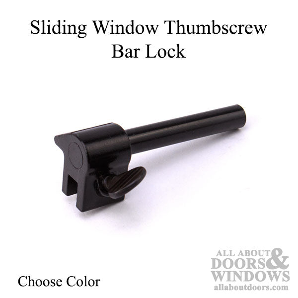 Sliding Window Thumbscrew Bar Lock - Choose Color - Sliding Window Thumbscrew Bar Lock - Choose Color