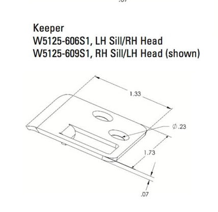 Shootbolt strike plate / keepers Extended Curved lip, single door shoot bolts LH Sill / RH Head - Shootbolt strike plate / keepers Extended Curved lip, single door shoot bolts LH Sill / RH Head