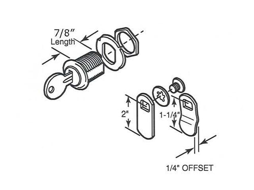 Cylinder Lock - Keyed - 7/8 In Long - Cylinder Lock - Keyed - 7/8 In Long