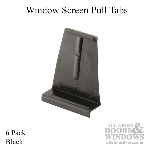 Window Screen Pull Tabs, Plastic, 6 pack - Black - Window Screen Pull Tabs, Plastic, 6 pack - Black