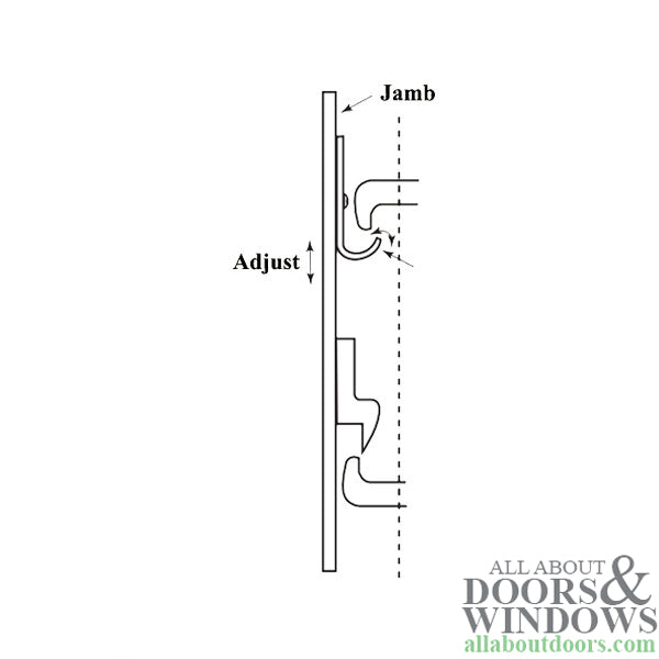 Adjustable Diecast 1-3/16 Inch Latch Strike with 3/16 Inch Offset for Sliding Screen Door - Adjustable Diecast 1-3/16 Inch Latch Strike with 3/16 Inch Offset for Sliding Screen Door