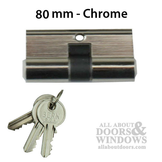 Double Key Gate Lock Profile Cylinder, 80mm - Chrome