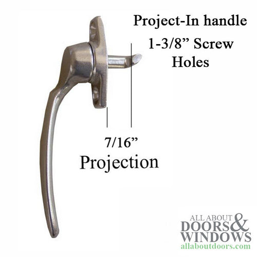 Project-In handle, 1-3/8 screw holes, 7/16” Hook Projection, Right Hand - Project-In handle, 1-3/8 screw holes, 7/16” Hook Projection, Right Hand