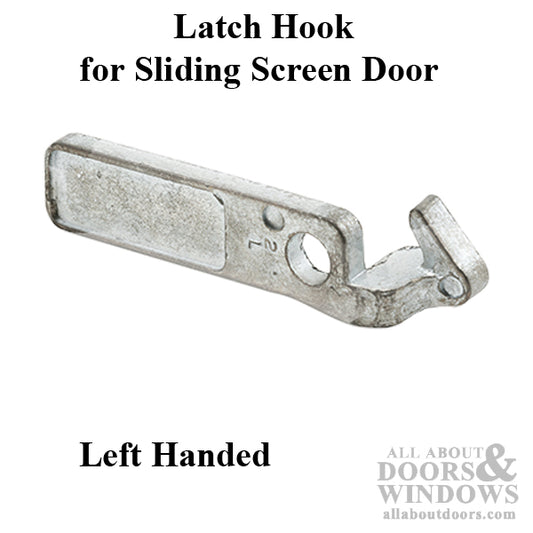 Sliding Patio Door Latch Hook, Die-cast, Left Hand