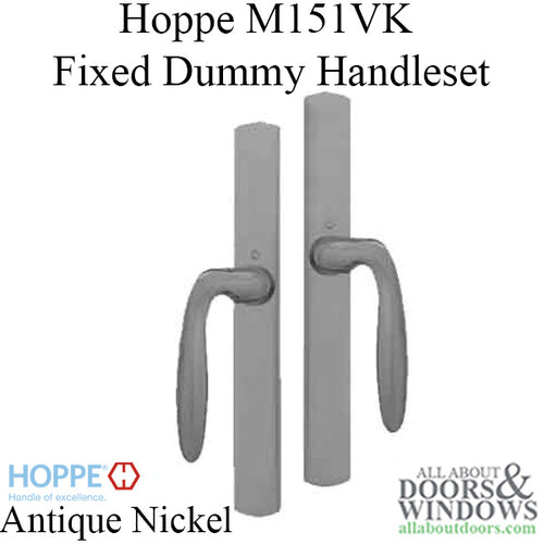 HOPPE HLS 9000 Sliding Door Handle Set with Verona Lever Fixed Dummy Antique Nickel - HOPPE HLS 9000 Sliding Door Handle Set with Verona Lever Fixed Dummy Antique Nickel